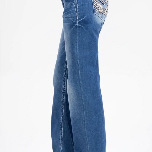 Miss Me Solara Slim Wide Jeans with Embroidered Sequins Pockets Sz 29 x 34 - Picture 3 of 12